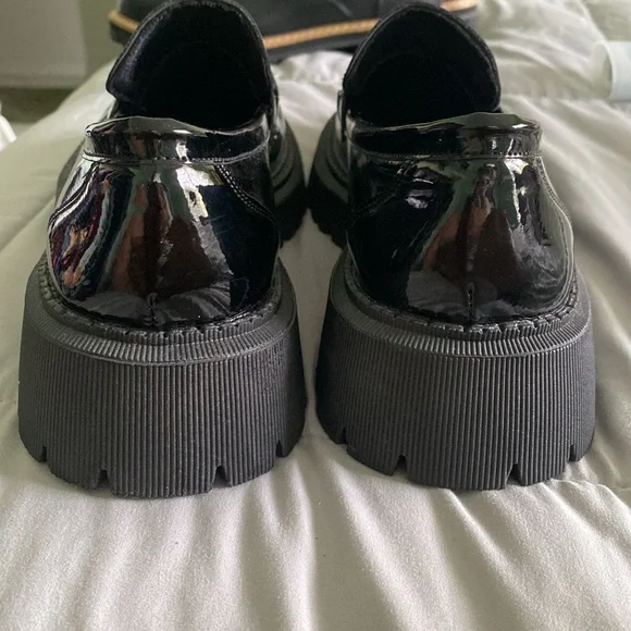shiny black faux leather loafers - Picture 6 of 6